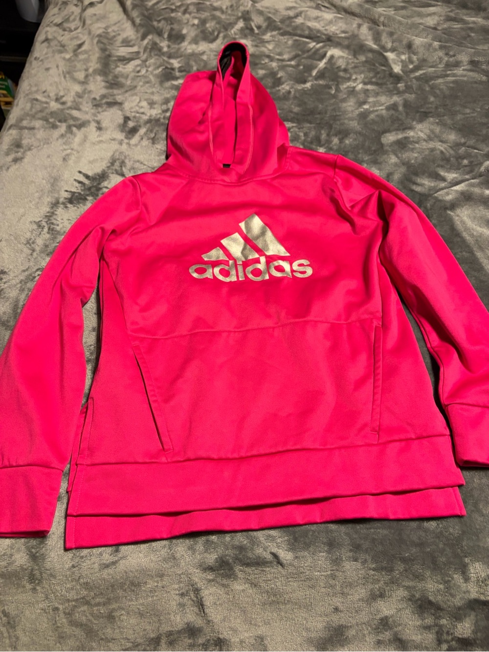 adidas Bright Pink Pullover Hoodie with Black Logo